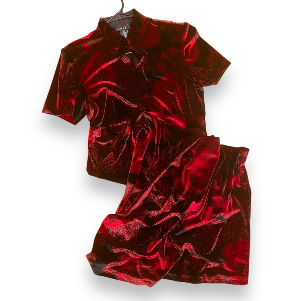 Y2K Vintage 90s Asian Inspired Floral Paisley Velvet Maxi Dress